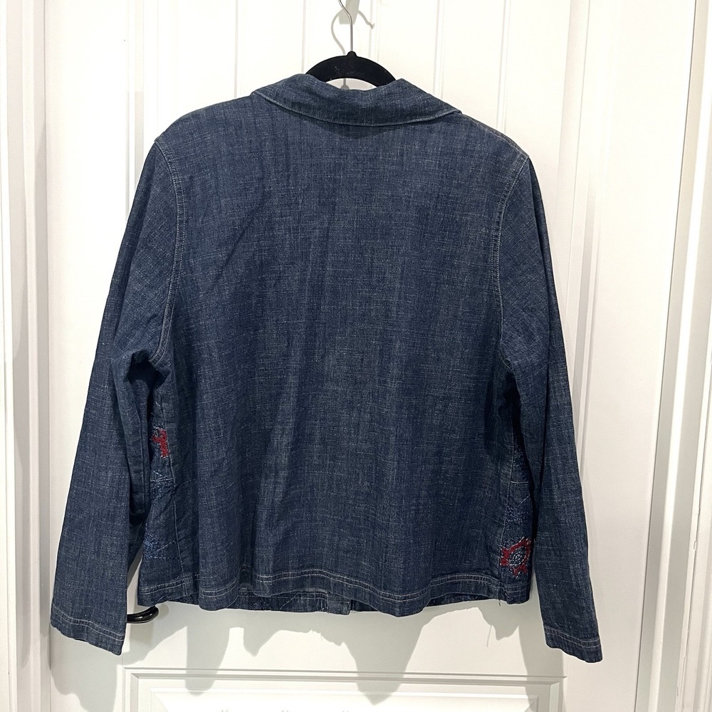 Vintage 90s Denim Jacket Sz 1X Embroidered Floral Cottage Grannycore - Picture 4 of 7